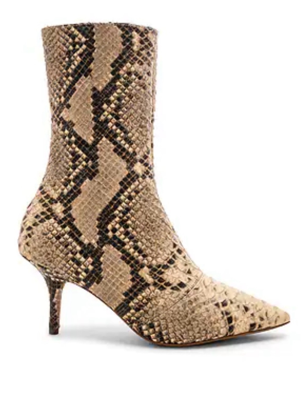 Yeezy Season 7 Snake-Print Pointed Toe Kitten Heel Ankle Boot